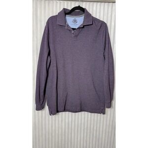 RTY TRADEMARK Mens PIQUE Long Sleeve 2 BUTTON Casual POLO Sz M Royal Purple